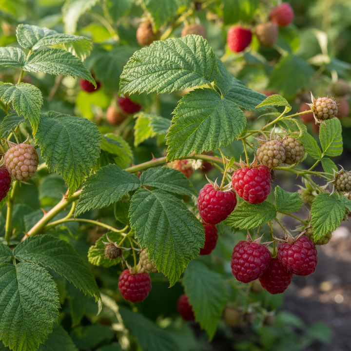 raspberry plant rubus idaeus with berries